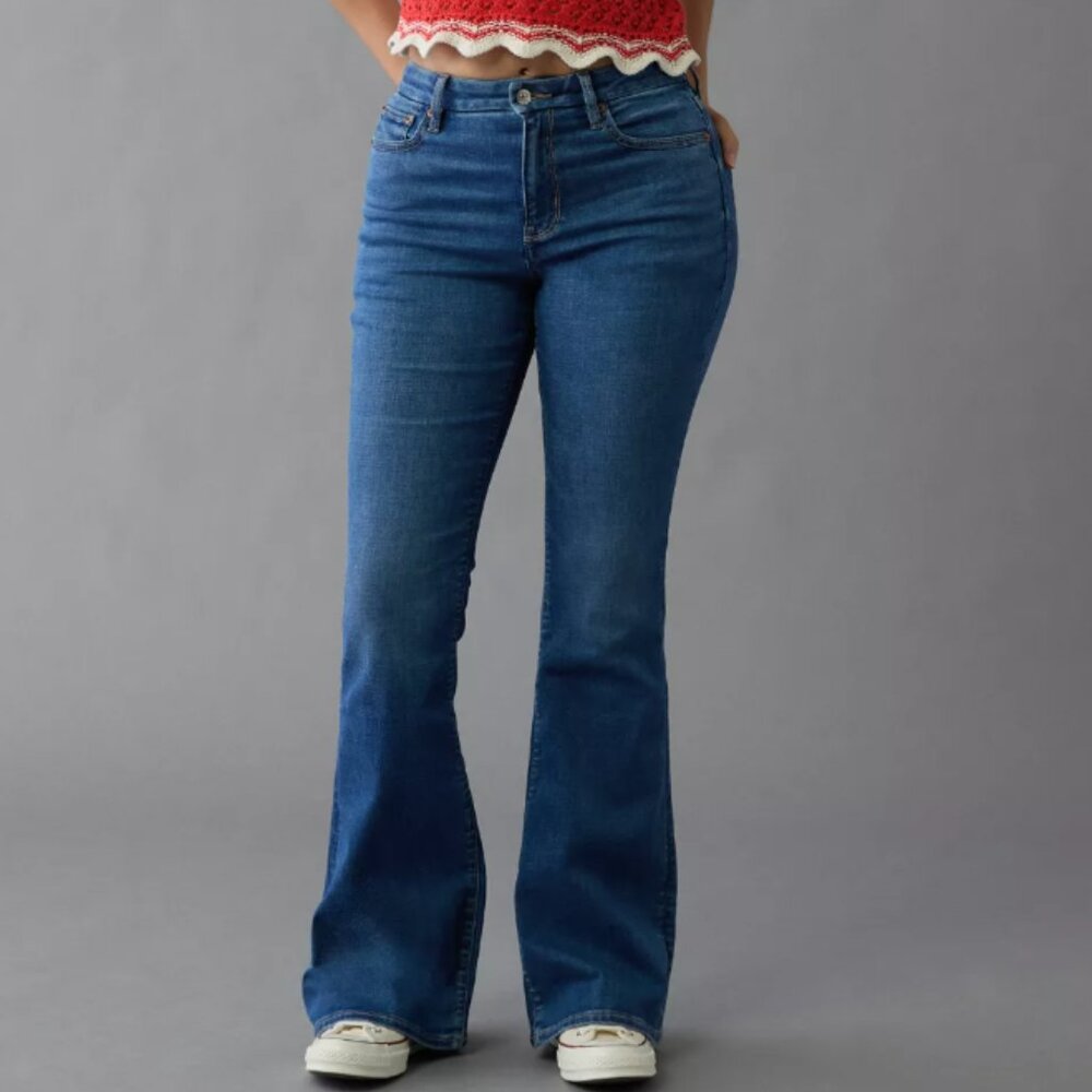 American Eagle AE Next Level Super High-Waisted Flare Jean - Size 10 Long